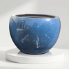 Blue Glazed Ceramic Planter Pot