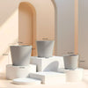 Set of 3 White Ceramic Pots Soft Grey Finish